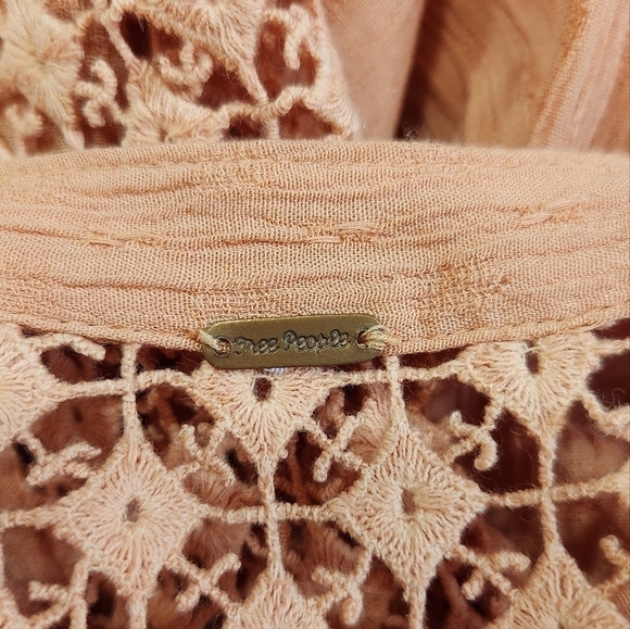 Free People OB495809 The Best Blouse Long Sleeve Button-down Top In Peach - Picture 6 of 11